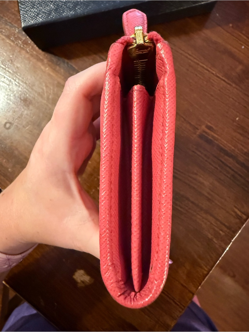 Prada Zip-Around Wallet in Vibrant Pink with Gold Hardware - Picture 4 of 12